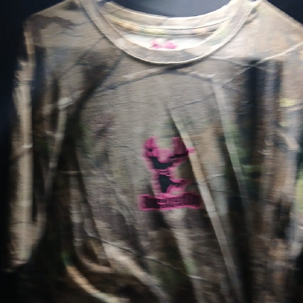 Women's Camo Tee with Pink Logo